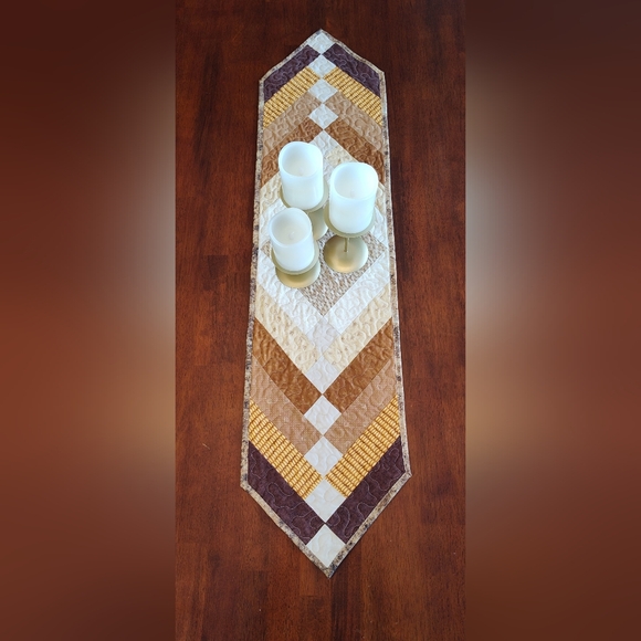Hand Crafted Other - Golden Ember! NEW HANDMADE Quilted Table Runner -  12" X 46"